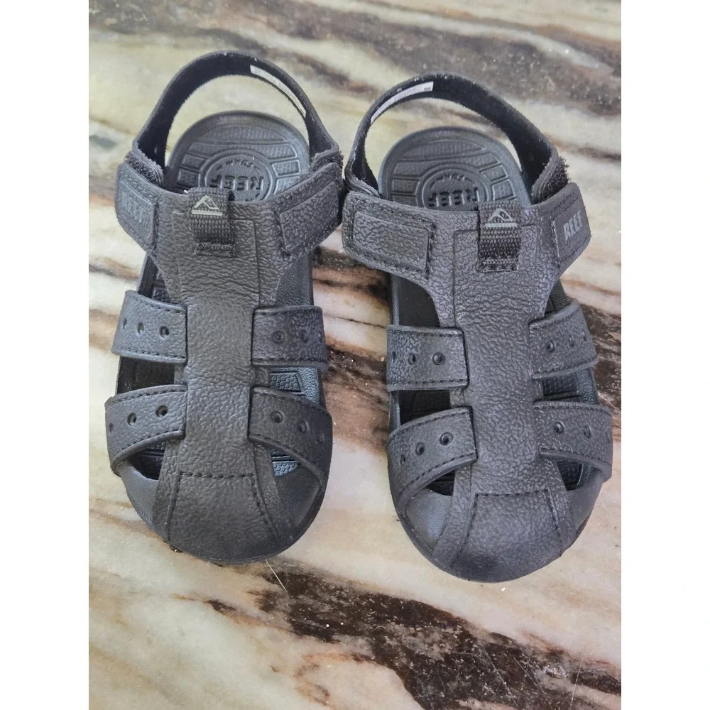 Reef Little Water Beachy‎ Kids Sandals Black Fisherman H2O Proof Size 8 45